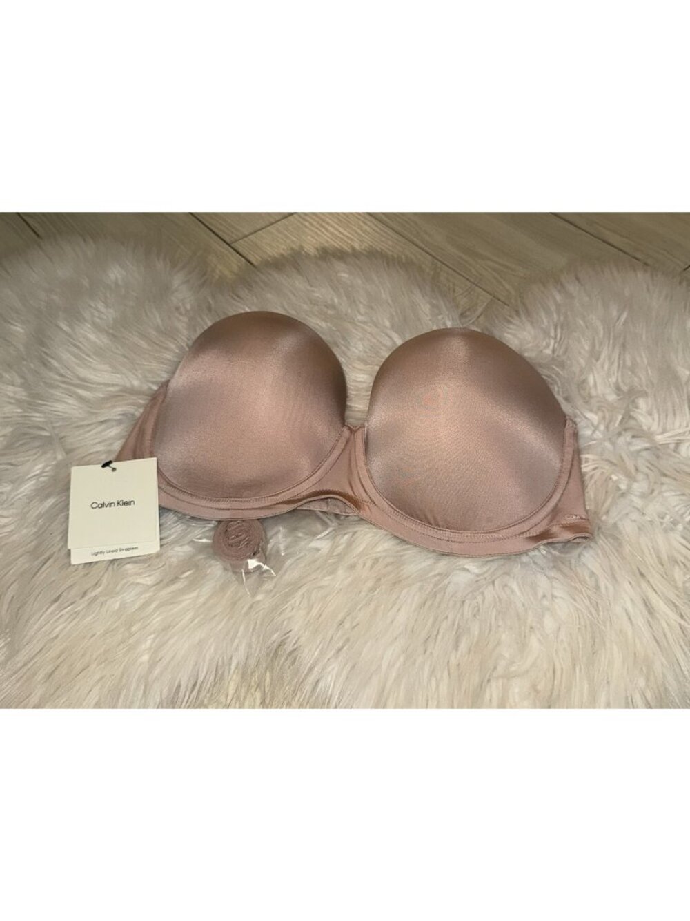 Calvin Klein QP3156O Lightly Lined Strapless Bra Multi-way Womens 38C Beige New